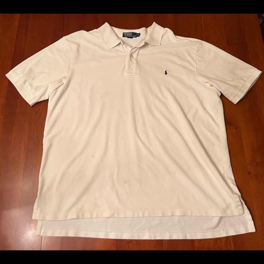 Polo Ralph Lauren Mens Sz 2XL Ivory Short Sleeve Shirt Pony Cotton Golf FLAWS